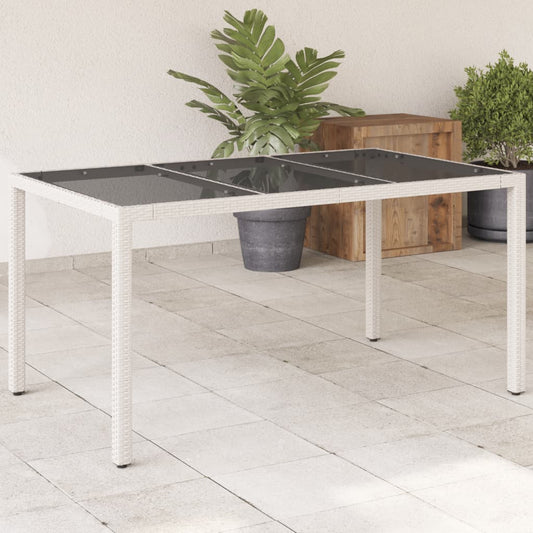 Tuintafel met glazen blad 150x90x75 cm poly rattan wit is nu te koop bij PeponiXL, paradijselijk wonen!