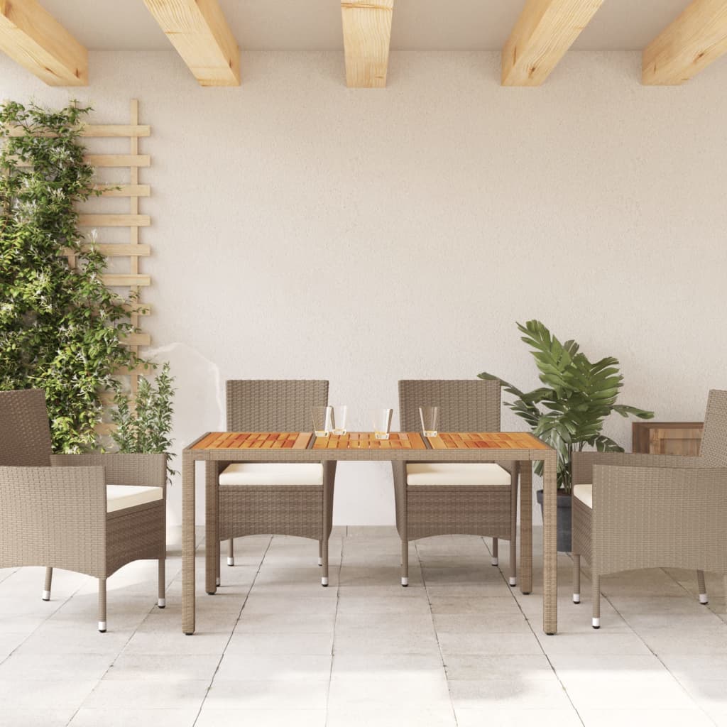 Tuintafel 150x90x75 cm poly rattan en massief acaciahout beige is nu te koop bij PeponiXL, paradijselijk wonen!