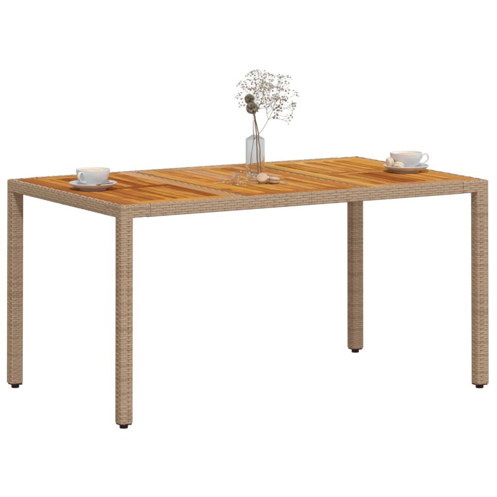 Tuintafel 150x90x75 cm poly rattan en massief acaciahout beige is nu te koop bij PeponiXL, paradijselijk wonen!