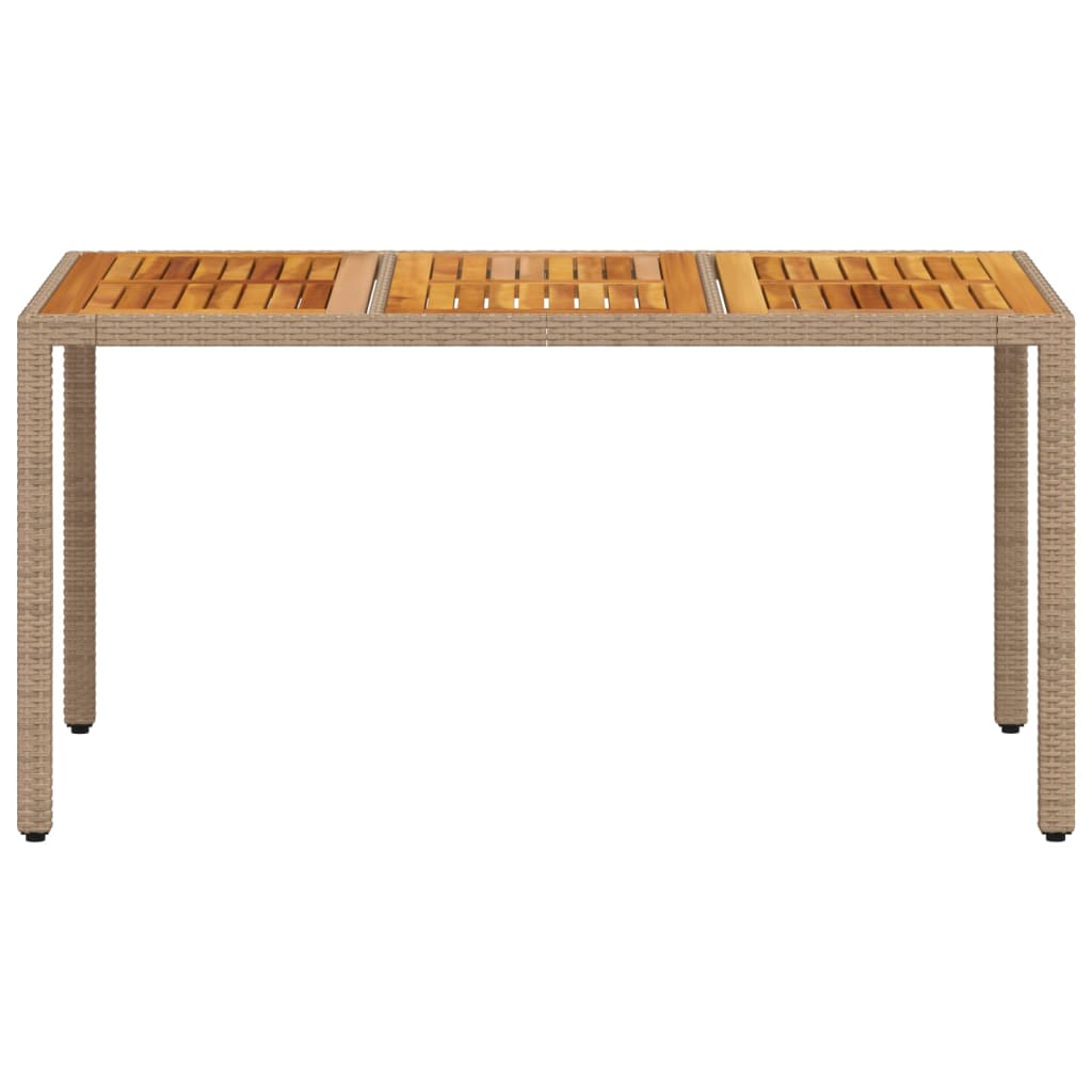 Tuintafel 150x90x75 cm poly rattan en massief acaciahout beige is nu te koop bij PeponiXL, paradijselijk wonen!