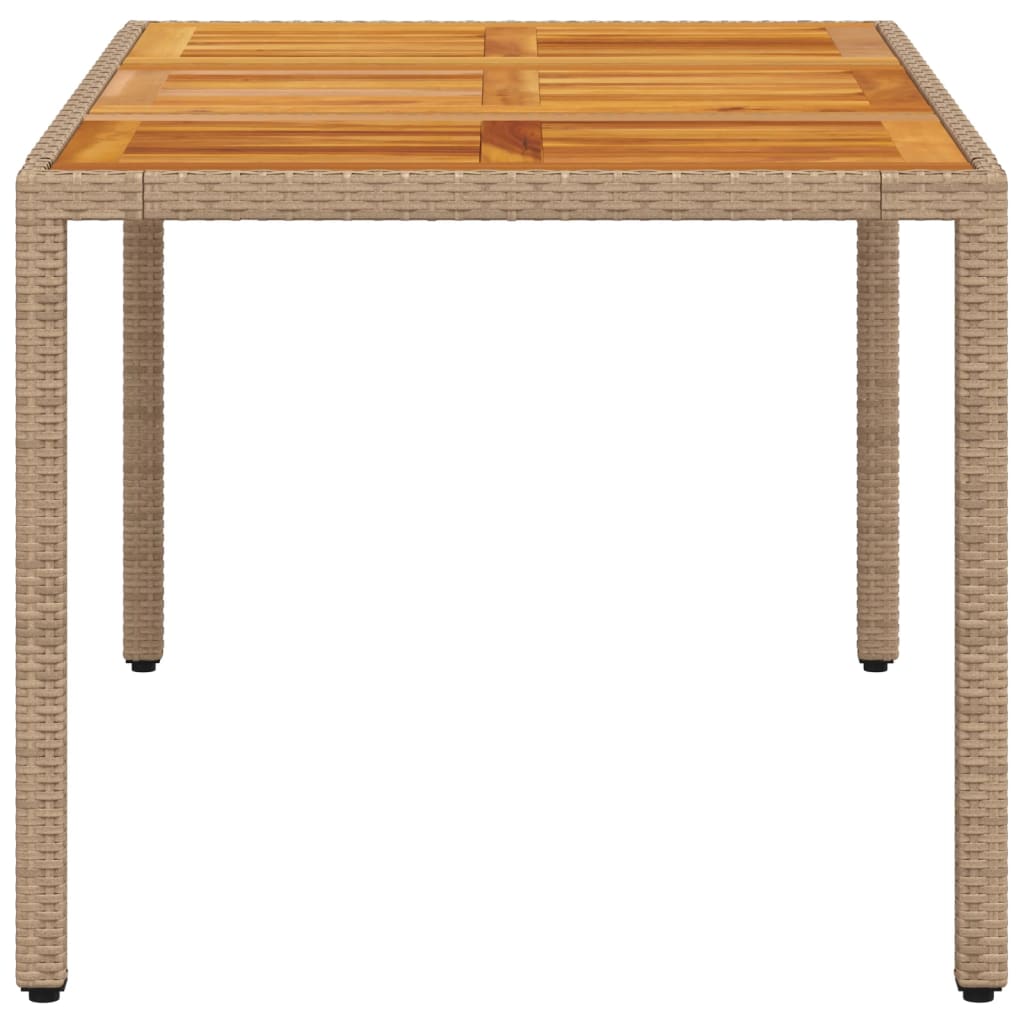 Tuintafel 150x90x75 cm poly rattan en massief acaciahout beige is nu te koop bij PeponiXL, paradijselijk wonen!