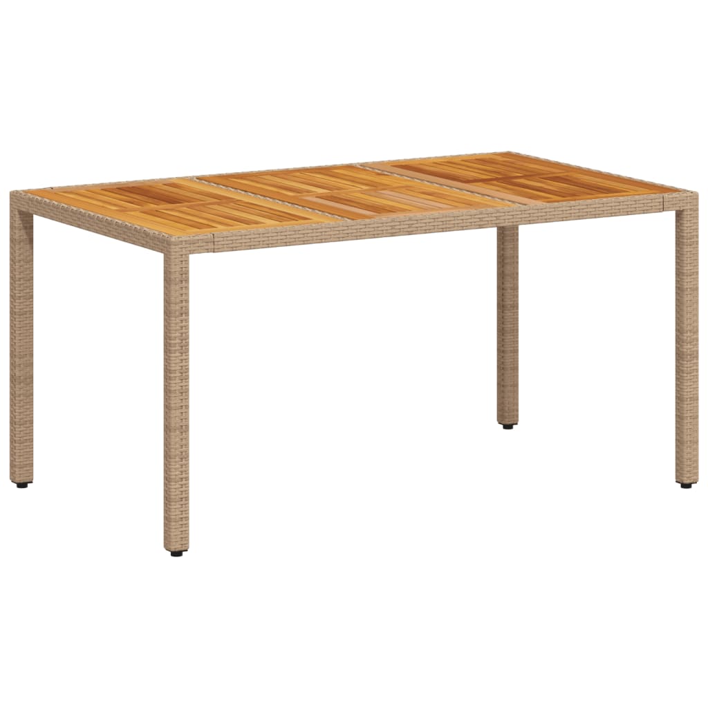 Tuintafel 150x90x75 cm poly rattan en massief acaciahout beige is nu te koop bij PeponiXL, paradijselijk wonen!