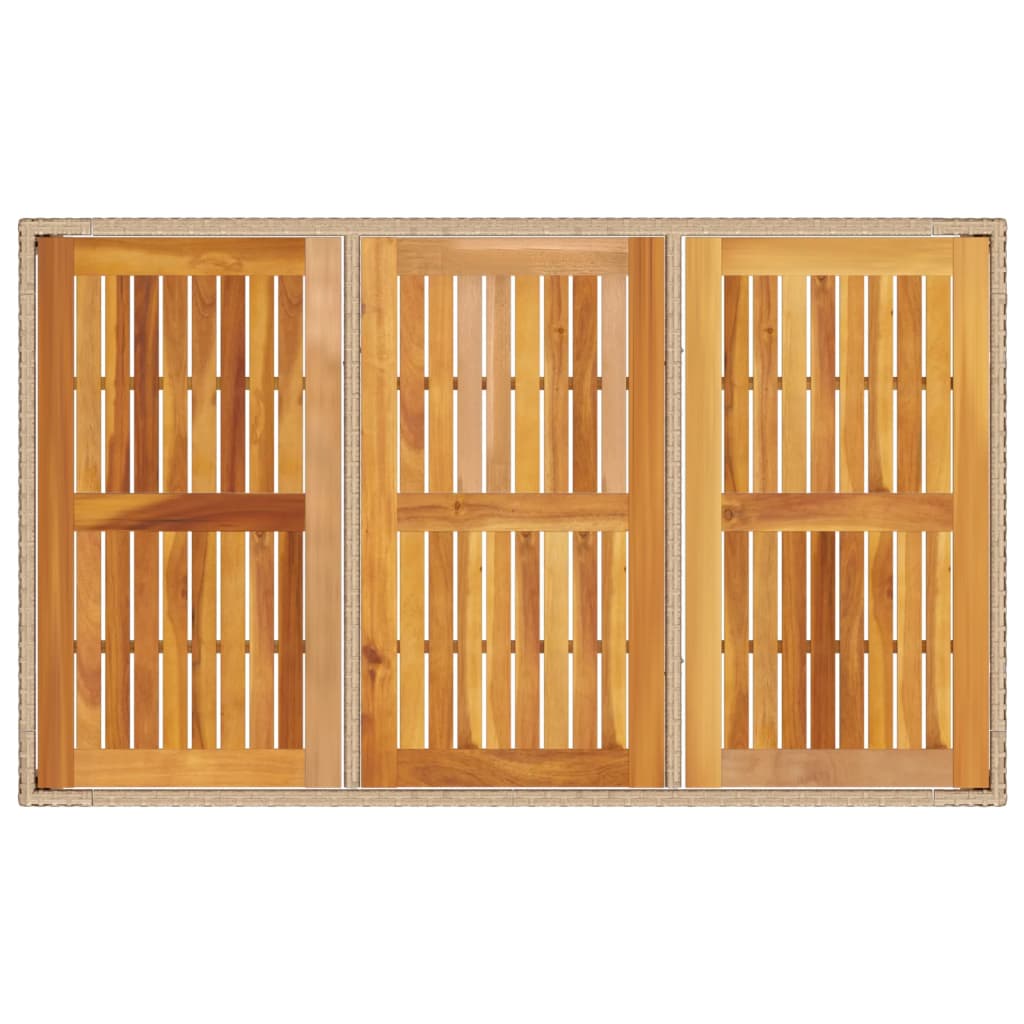 Tuintafel 150x90x75 cm poly rattan en massief acaciahout beige is nu te koop bij PeponiXL, paradijselijk wonen!