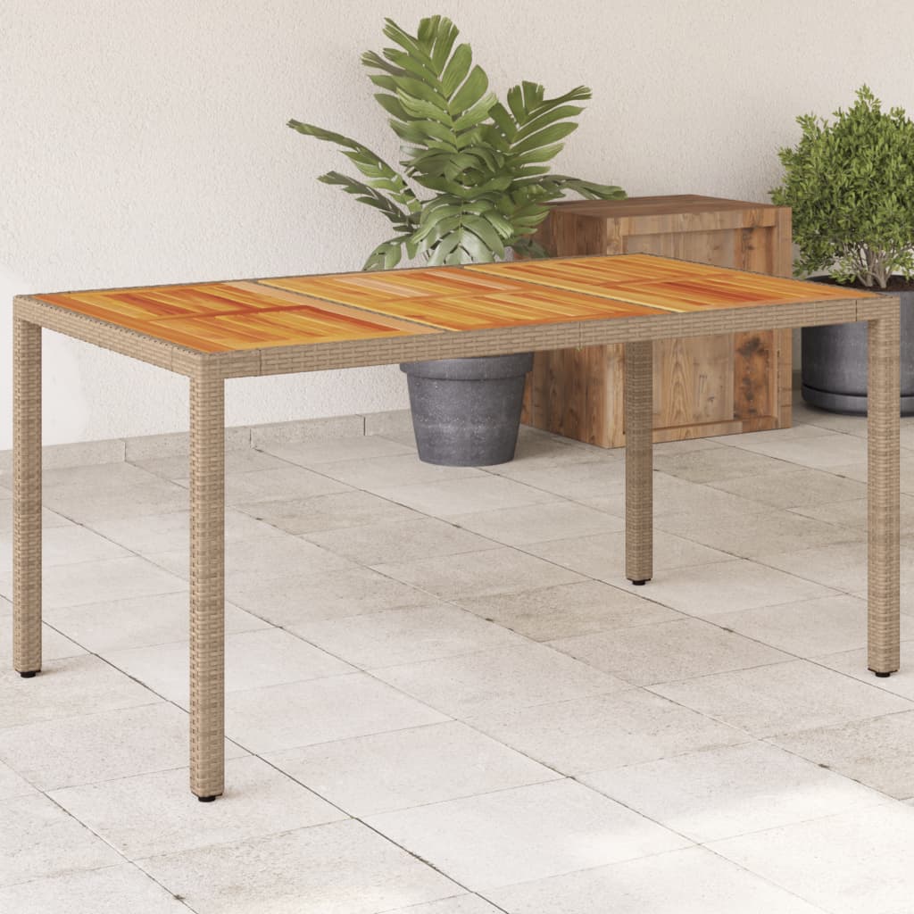 Tuintafel 150x90x75 cm poly rattan en massief acaciahout beige is nu te koop bij PeponiXL, paradijselijk wonen!
