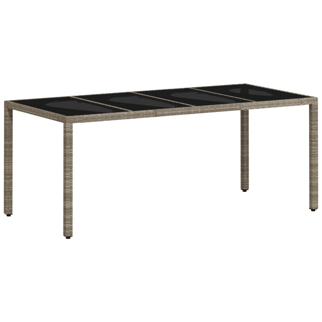 Tuintafel met glazen blad 190x90x75 cm poly rattan lichtgrijs is nu te koop bij PeponiXL, paradijselijk wonen!