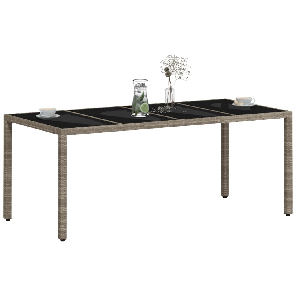 Tuintafel met glazen blad 190x90x75 cm poly rattan lichtgrijs is nu te koop bij PeponiXL, paradijselijk wonen!