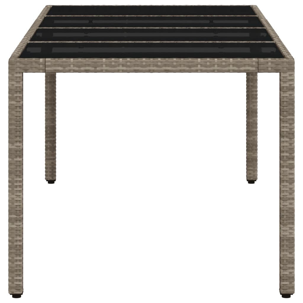 Tuintafel met glazen blad 190x90x75 cm poly rattan lichtgrijs is nu te koop bij PeponiXL, paradijselijk wonen!