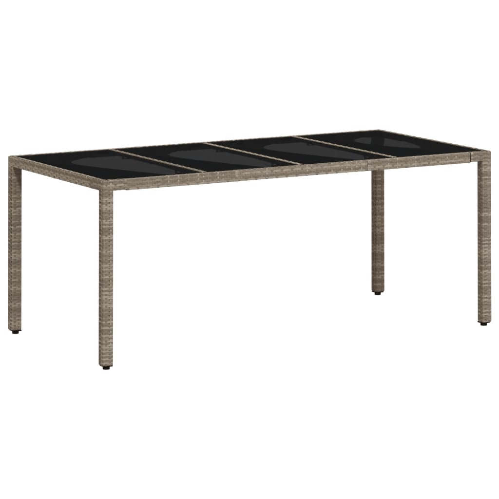 Tuintafel met glazen blad 190x90x75 cm poly rattan lichtgrijs is nu te koop bij PeponiXL, paradijselijk wonen!