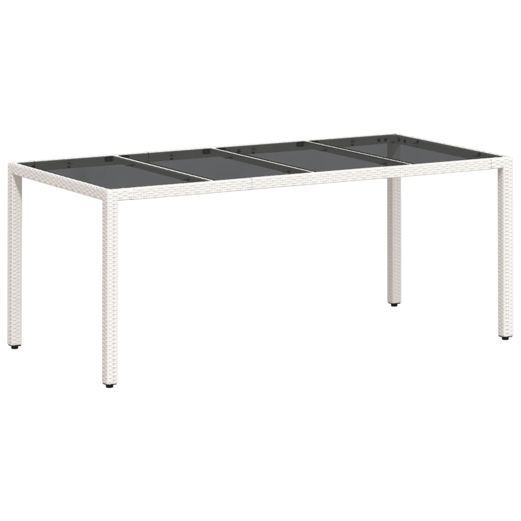 Tuintafel met glazen blad 190x90x75 cm poly rattan wit is nu te koop bij PeponiXL, paradijselijk wonen!