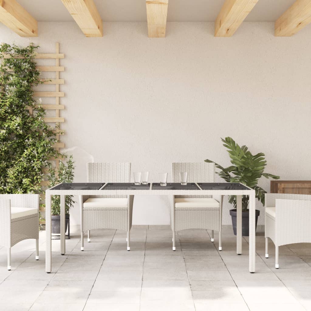 Tuintafel met glazen blad 190x90x75 cm poly rattan wit is nu te koop bij PeponiXL, paradijselijk wonen!