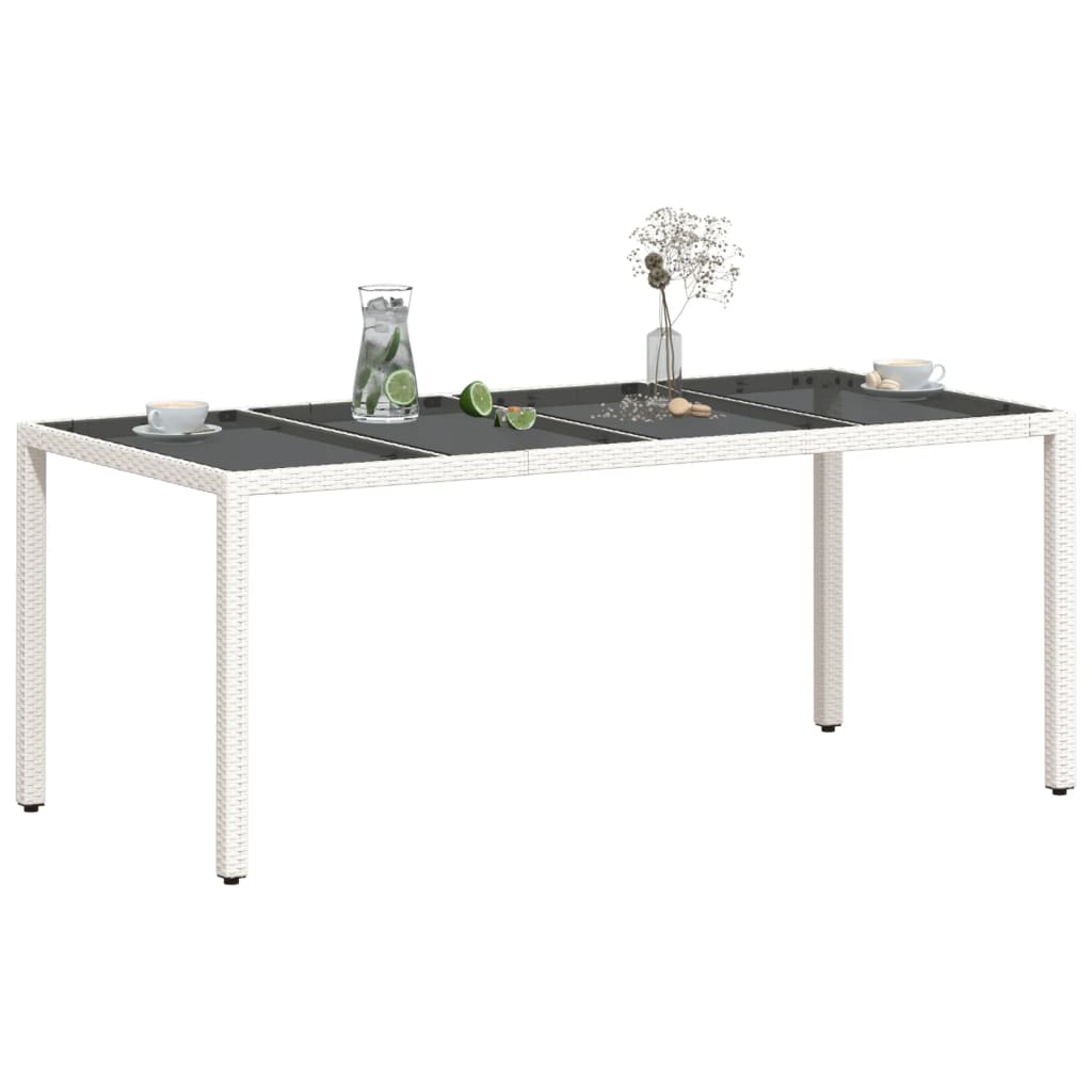 Tuintafel met glazen blad 190x90x75 cm poly rattan wit is nu te koop bij PeponiXL, paradijselijk wonen!