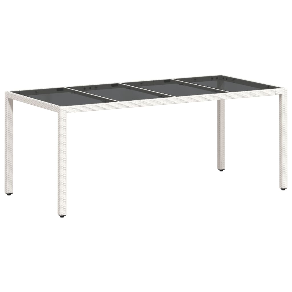 Tuintafel met glazen blad 190x90x75 cm poly rattan wit is nu te koop bij PeponiXL, paradijselijk wonen!