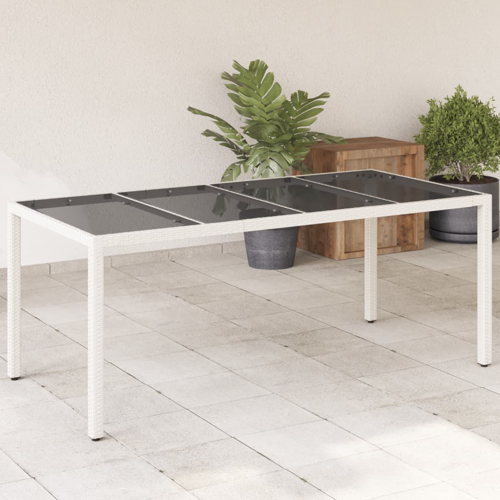 Tuintafel met glazen blad 190x90x75 cm poly rattan wit is nu te koop bij PeponiXL, paradijselijk wonen!