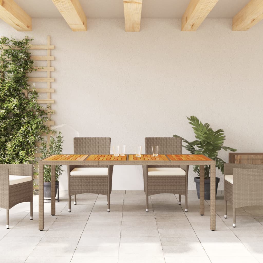 Tuintafel 190x90x75 cm poly rattan en acaciahout beige is nu te koop bij PeponiXL, paradijselijk wonen!