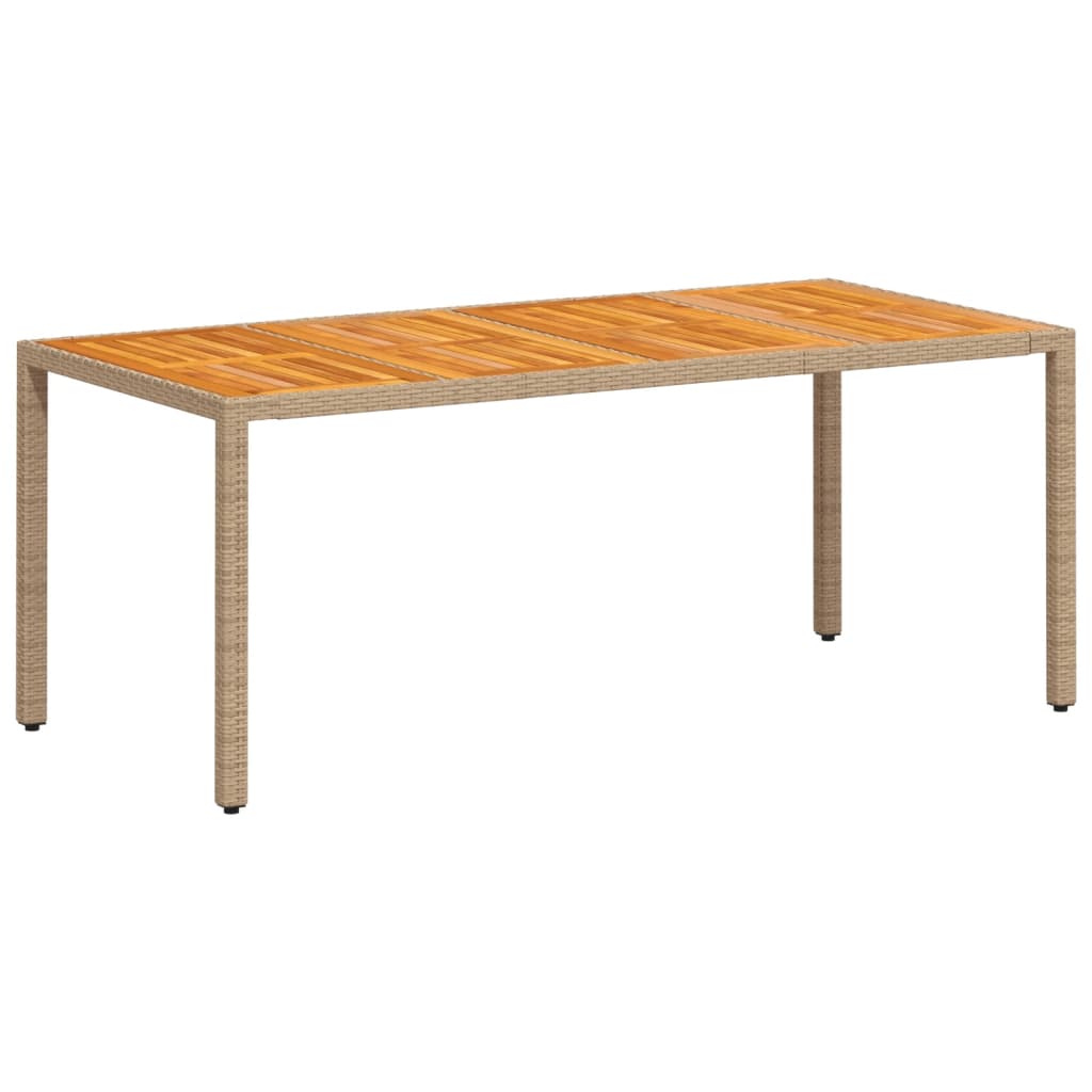 Tuintafel 190x90x75 cm poly rattan en acaciahout beige is nu te koop bij PeponiXL, paradijselijk wonen!