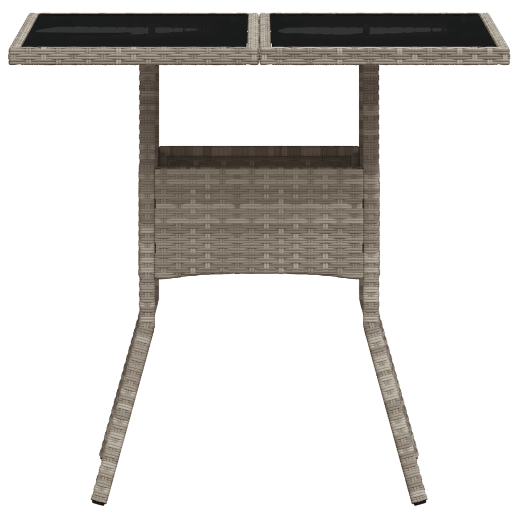 Tuintafel met glazen blad 80x80x75 cm poly rattan lichtgrijs is nu te koop bij PeponiXL, paradijselijk wonen!