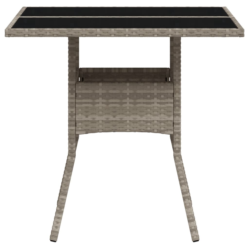 Tuintafel met glazen blad 80x80x75 cm poly rattan lichtgrijs is nu te koop bij PeponiXL, paradijselijk wonen!