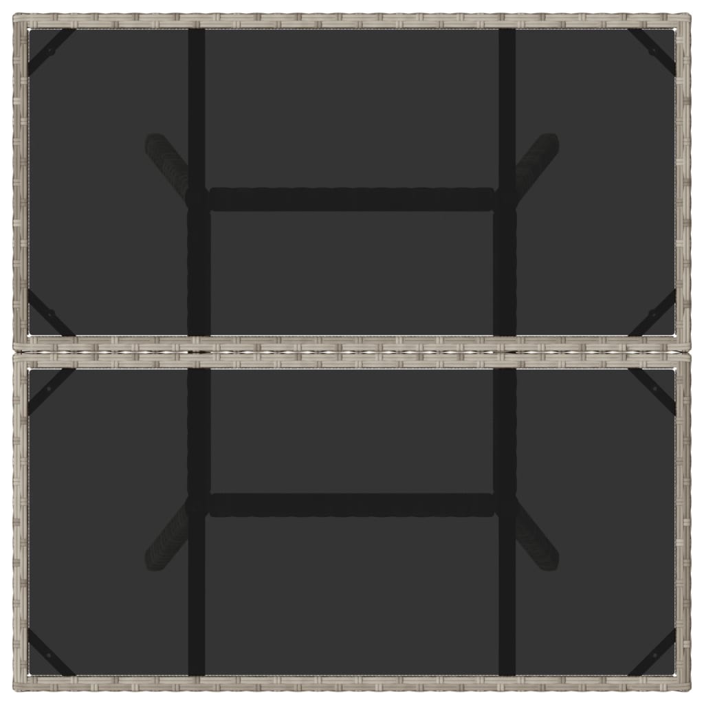 Tuintafel met glazen blad 80x80x75 cm poly rattan lichtgrijs is nu te koop bij PeponiXL, paradijselijk wonen!