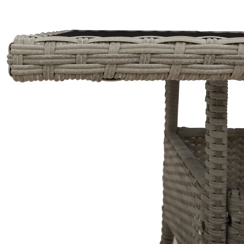Tuintafel met glazen blad 80x80x75 cm poly rattan lichtgrijs is nu te koop bij PeponiXL, paradijselijk wonen!