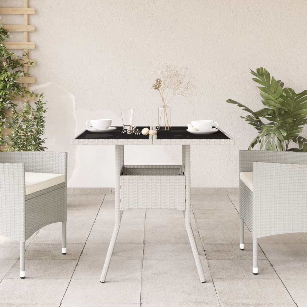 Tuintafel met glazen blad 80x80x75 cm poly rattan wit is nu te koop bij PeponiXL, paradijselijk wonen!