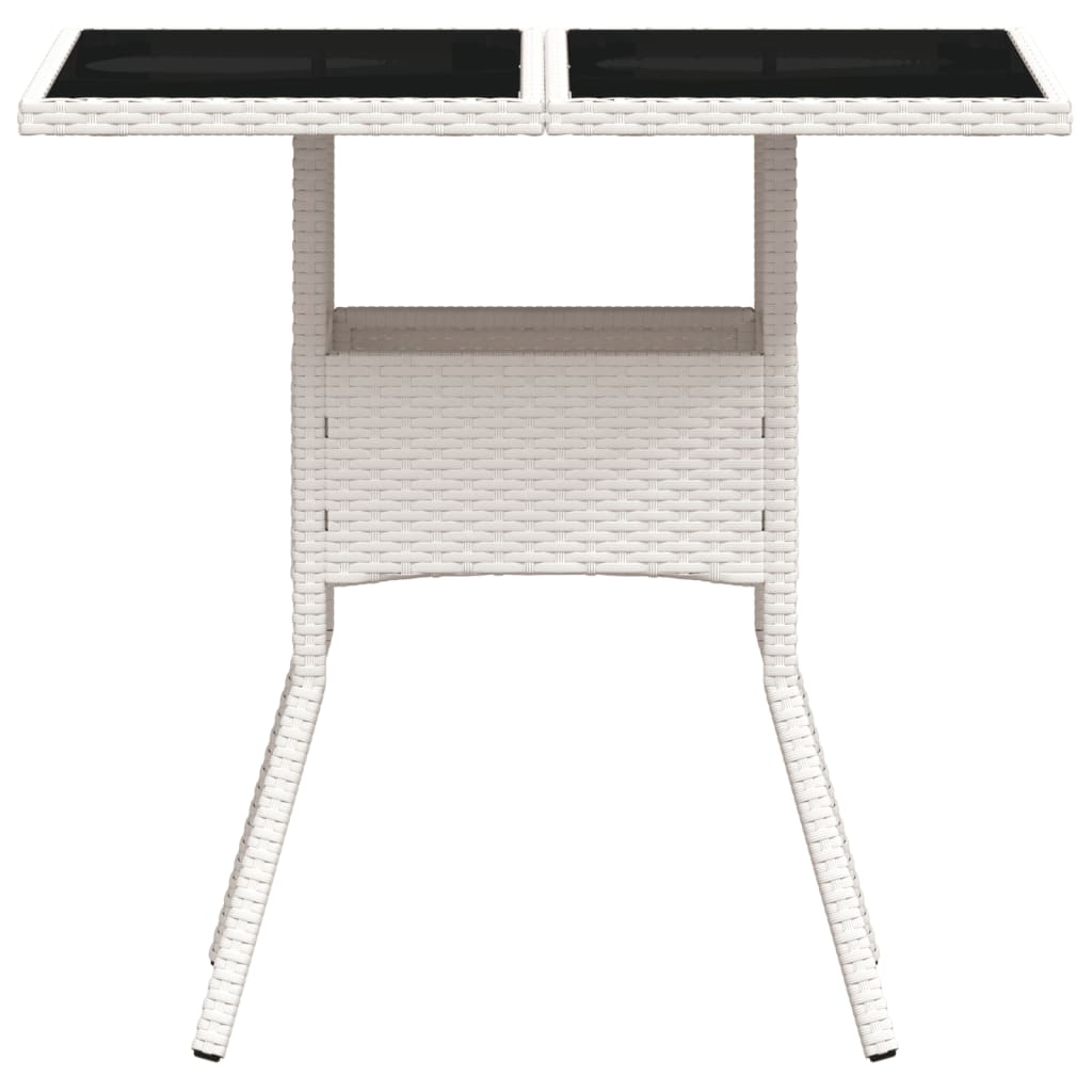 Tuintafel met glazen blad 80x80x75 cm poly rattan wit is nu te koop bij PeponiXL, paradijselijk wonen!