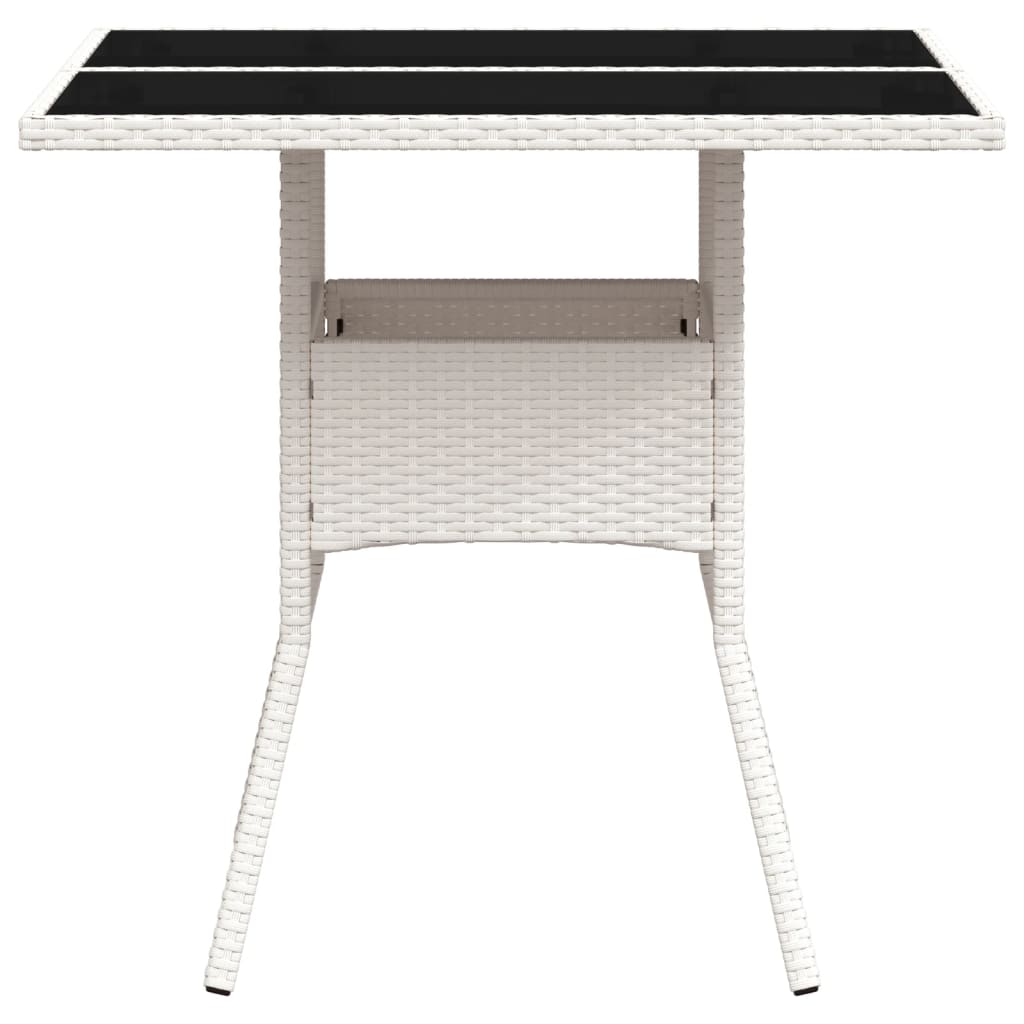 Tuintafel met glazen blad 80x80x75 cm poly rattan wit is nu te koop bij PeponiXL, paradijselijk wonen!