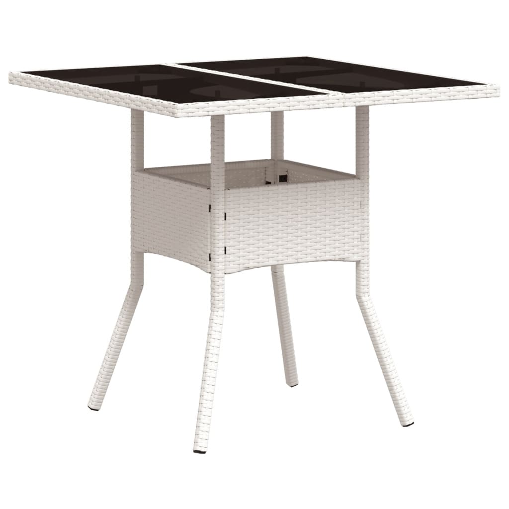 Tuintafel met glazen blad 80x80x75 cm poly rattan wit is nu te koop bij PeponiXL, paradijselijk wonen!
