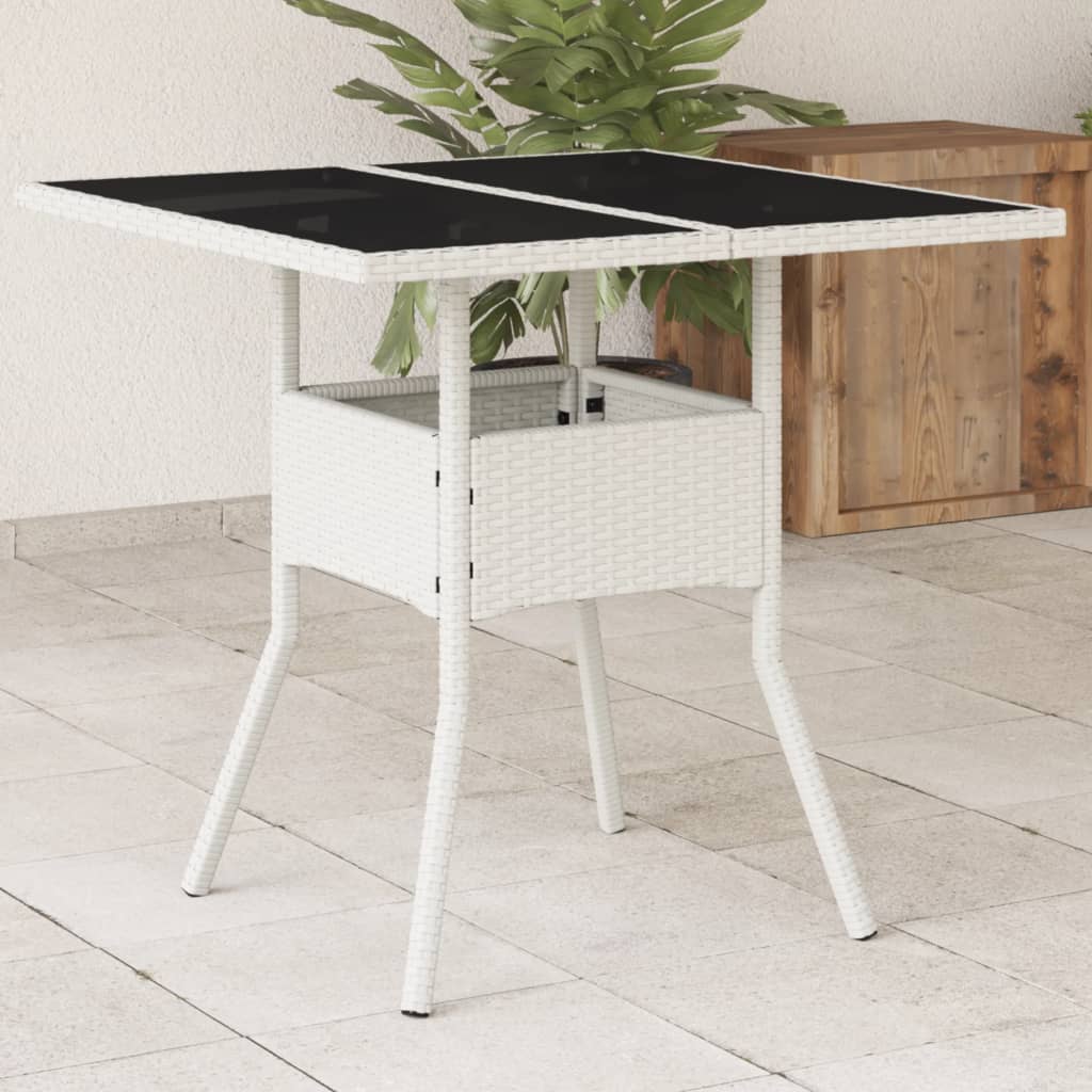 Tuintafel met glazen blad 80x80x75 cm poly rattan wit is nu te koop bij PeponiXL, paradijselijk wonen!