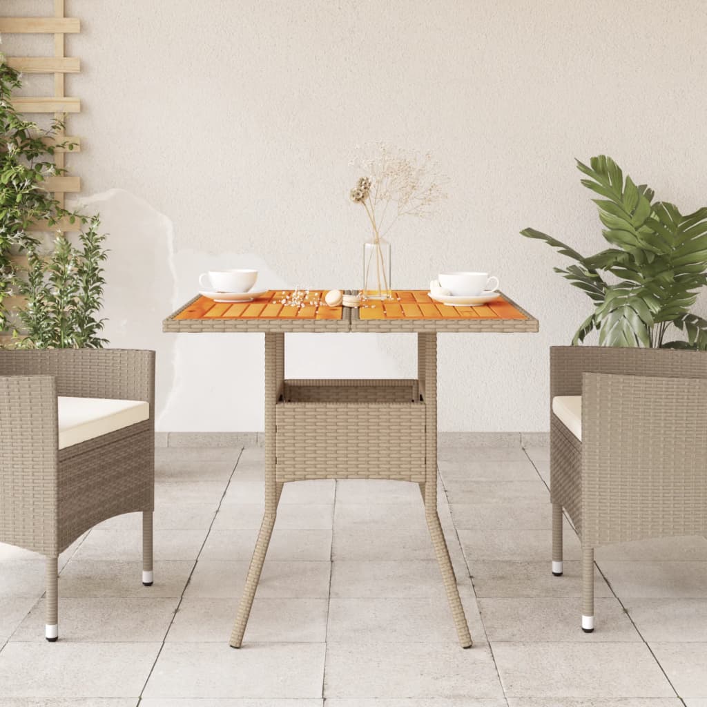 Tuintafel 80x80x75 cm poly rattan en acaciahout beige is nu te koop bij PeponiXL, paradijselijk wonen!