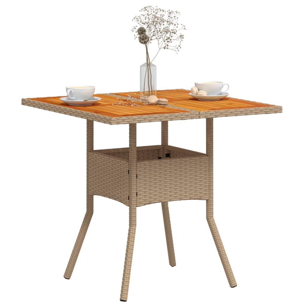 Tuintafel 80x80x75 cm poly rattan en acaciahout beige is nu te koop bij PeponiXL, paradijselijk wonen!