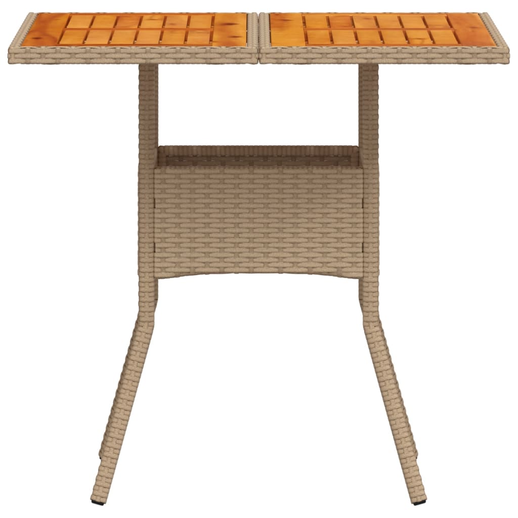 Tuintafel 80x80x75 cm poly rattan en acaciahout beige is nu te koop bij PeponiXL, paradijselijk wonen!