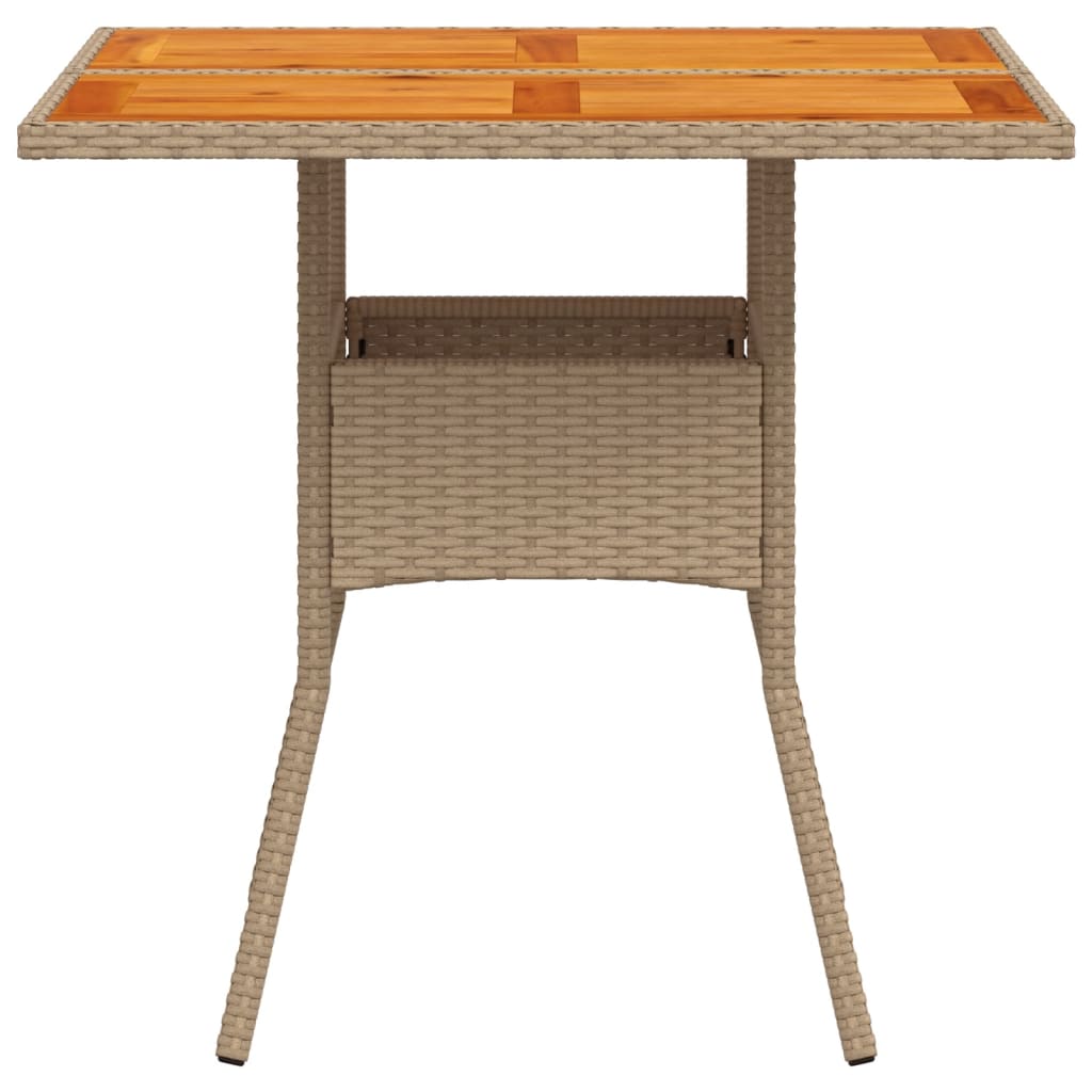 Tuintafel 80x80x75 cm poly rattan en acaciahout beige is nu te koop bij PeponiXL, paradijselijk wonen!