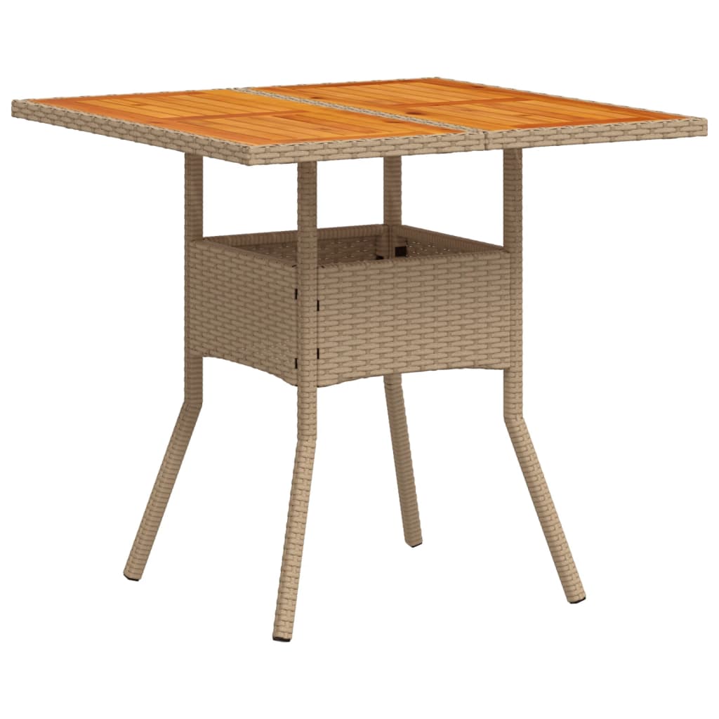 Tuintafel 80x80x75 cm poly rattan en acaciahout beige is nu te koop bij PeponiXL, paradijselijk wonen!
