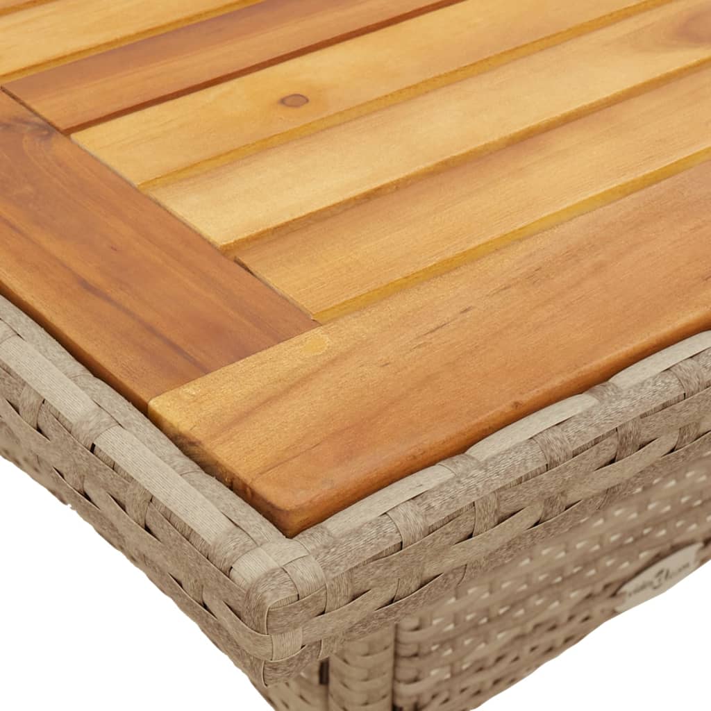 Tuintafel 80x80x75 cm poly rattan en acaciahout beige is nu te koop bij PeponiXL, paradijselijk wonen!