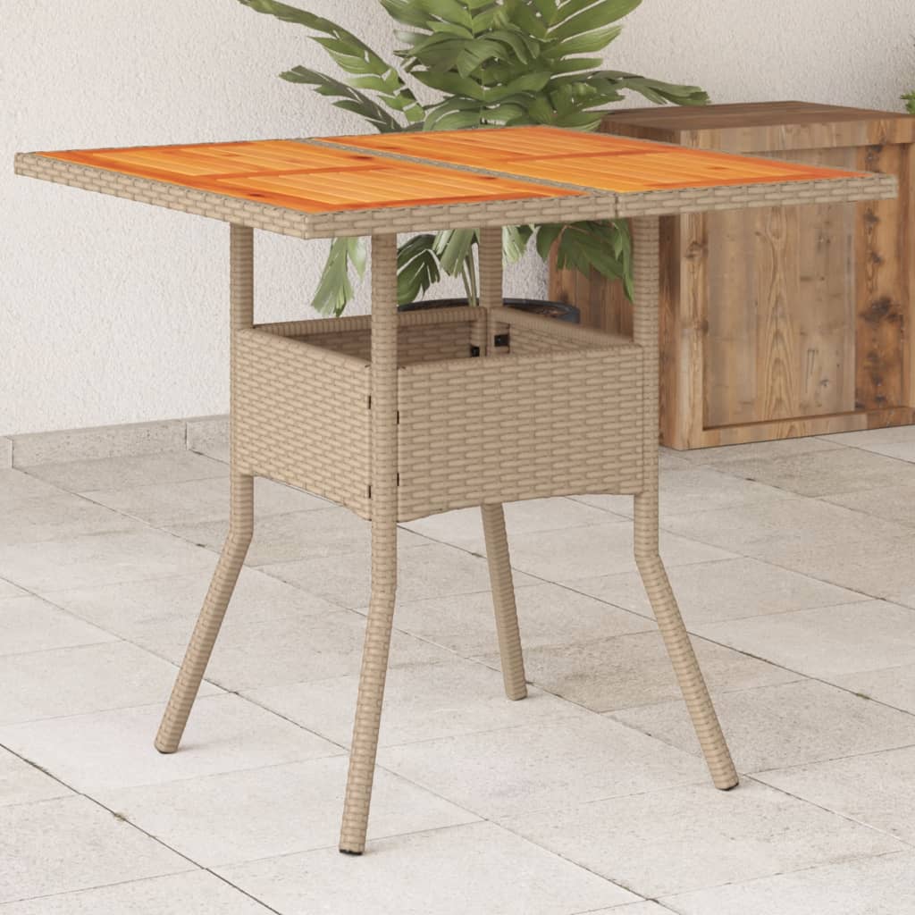 Tuintafel 80x80x75 cm poly rattan en acaciahout beige is nu te koop bij PeponiXL, paradijselijk wonen!