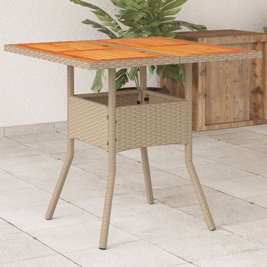 Tuintafel 80x80x75 cm poly rattan en acaciahout beige is nu te koop bij PeponiXL, paradijselijk wonen!