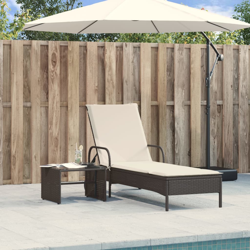 Ligbed met wielen en kussen poly rattan zwart is nu te koop bij PeponiXL, paradijselijk wonen!