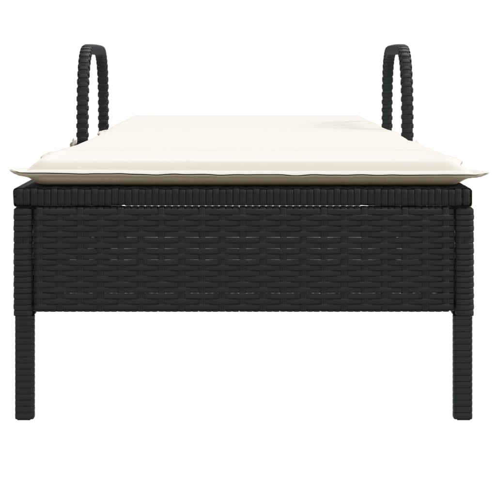 Ligbed met wielen en kussen poly rattan zwart is nu te koop bij PeponiXL, paradijselijk wonen!