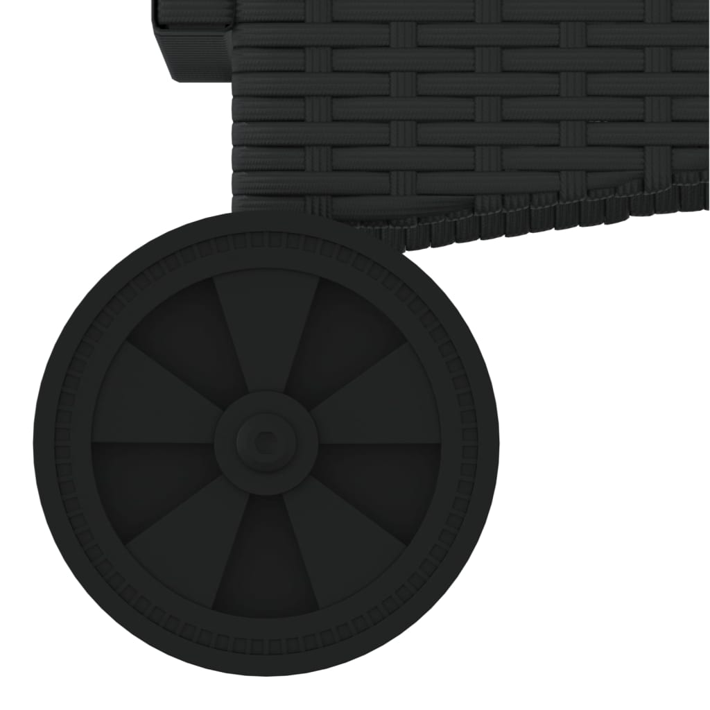 Ligbed met wielen en kussen poly rattan zwart is nu te koop bij PeponiXL, paradijselijk wonen!