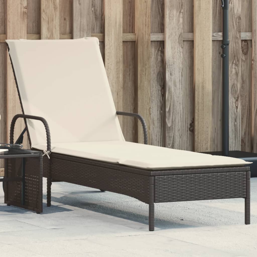 Ligbed met wielen en kussen poly rattan zwart is nu te koop bij PeponiXL, paradijselijk wonen!