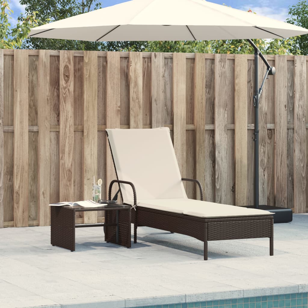 Ligbed met wielen en kussen poly rattan bruin is nu te koop bij PeponiXL, paradijselijk wonen!