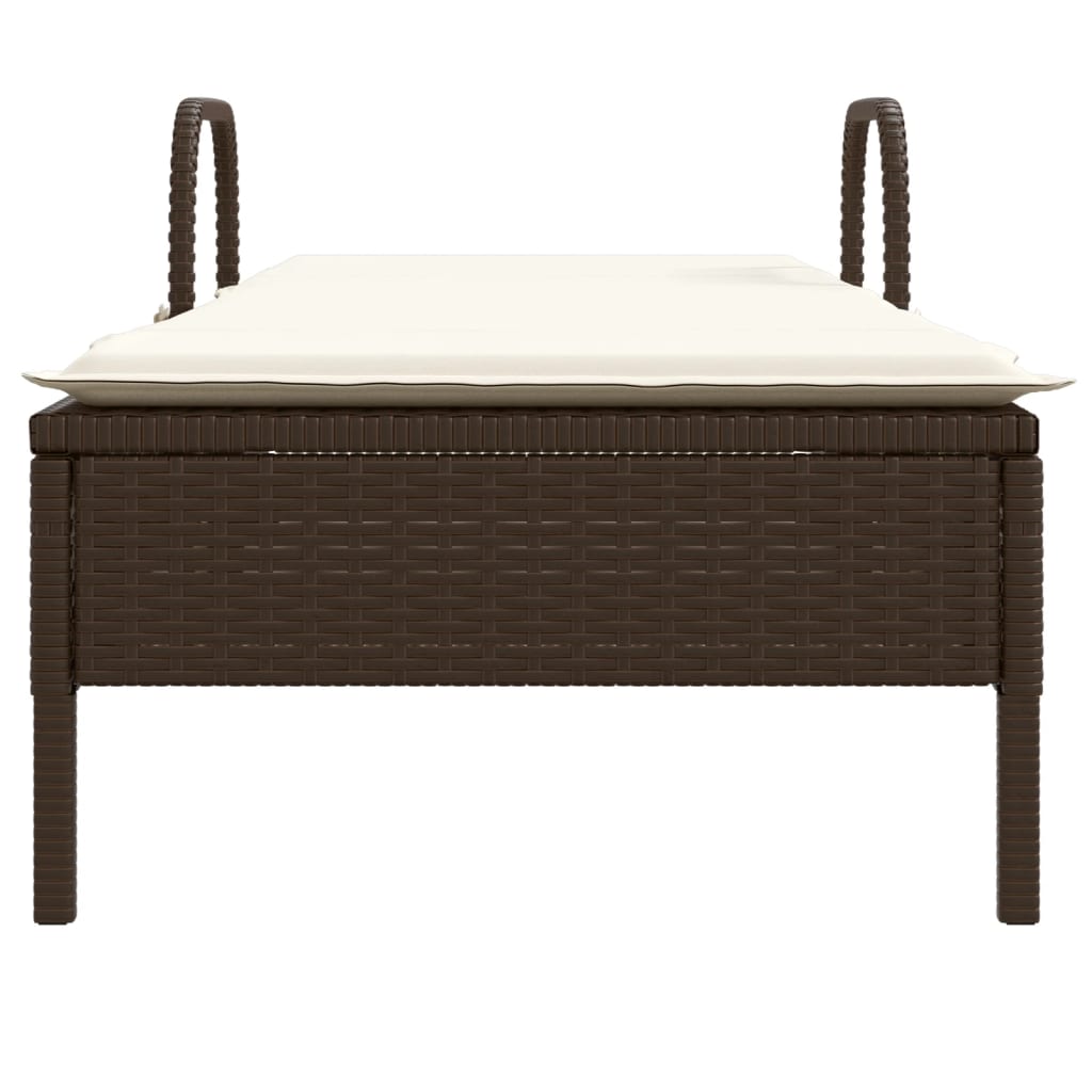 Ligbed met wielen en kussen poly rattan bruin is nu te koop bij PeponiXL, paradijselijk wonen!