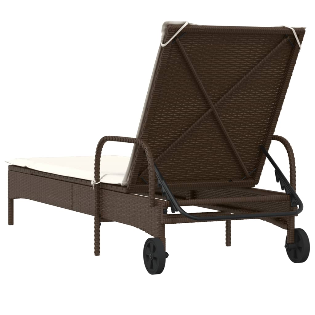 Ligbed met wielen en kussen poly rattan bruin is nu te koop bij PeponiXL, paradijselijk wonen!