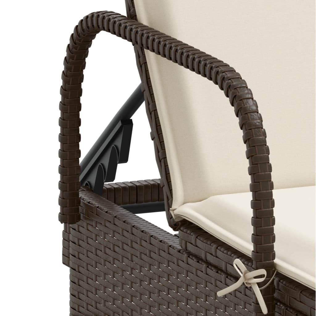 Ligbed met wielen en kussen poly rattan bruin is nu te koop bij PeponiXL, paradijselijk wonen!