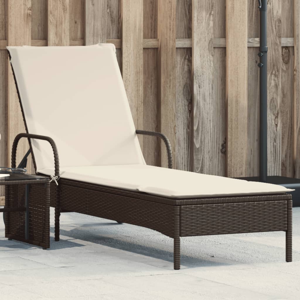 Ligbed met wielen en kussen poly rattan bruin is nu te koop bij PeponiXL, paradijselijk wonen!