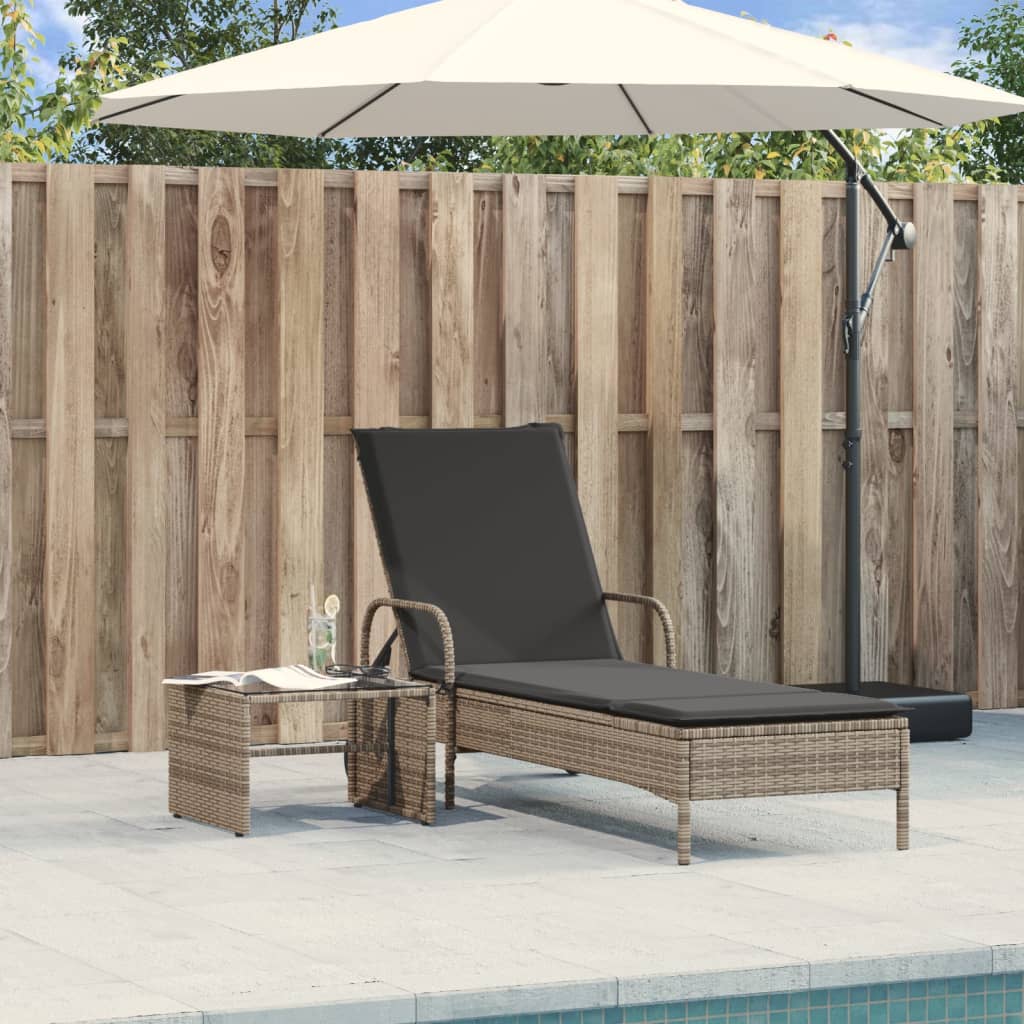 Ligbed met wielen en kussen poly rattan grijs is nu te koop bij PeponiXL, paradijselijk wonen!