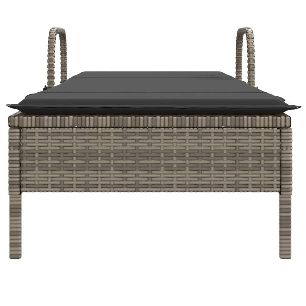 Ligbed met wielen en kussen poly rattan grijs is nu te koop bij PeponiXL, paradijselijk wonen!