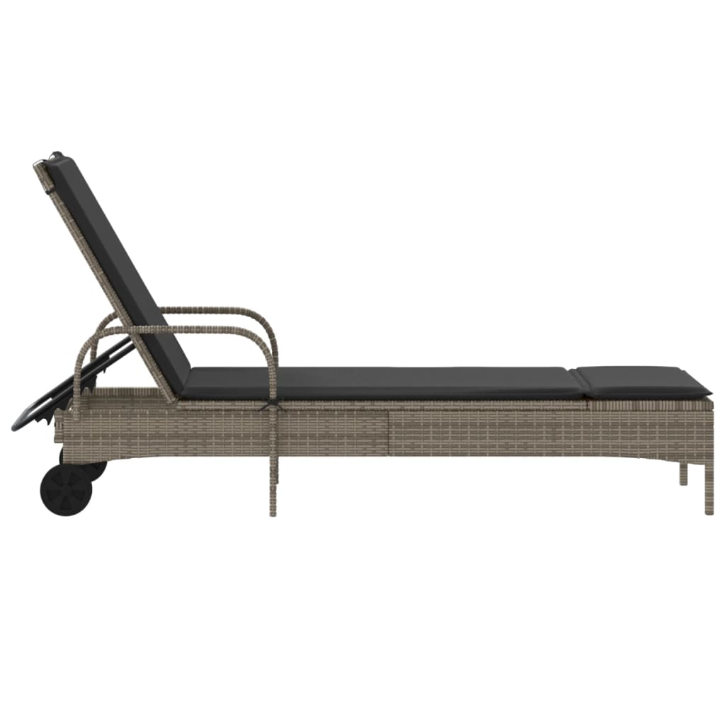 Ligbed met wielen en kussen poly rattan grijs is nu te koop bij PeponiXL, paradijselijk wonen!