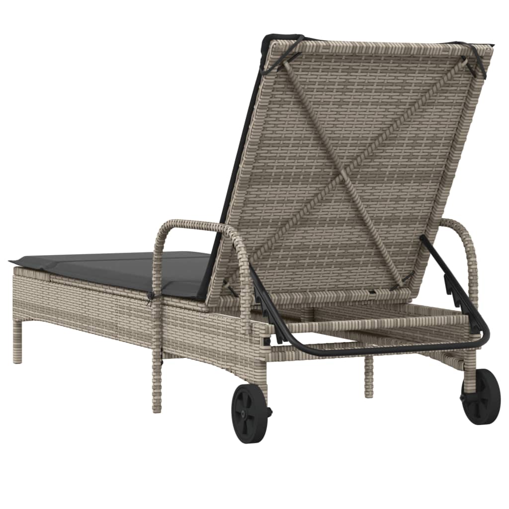 Ligbed met wielen en kussen poly rattan grijs is nu te koop bij PeponiXL, paradijselijk wonen!