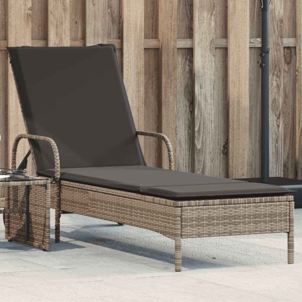 Ligbed met wielen en kussen poly rattan grijs is nu te koop bij PeponiXL, paradijselijk wonen!